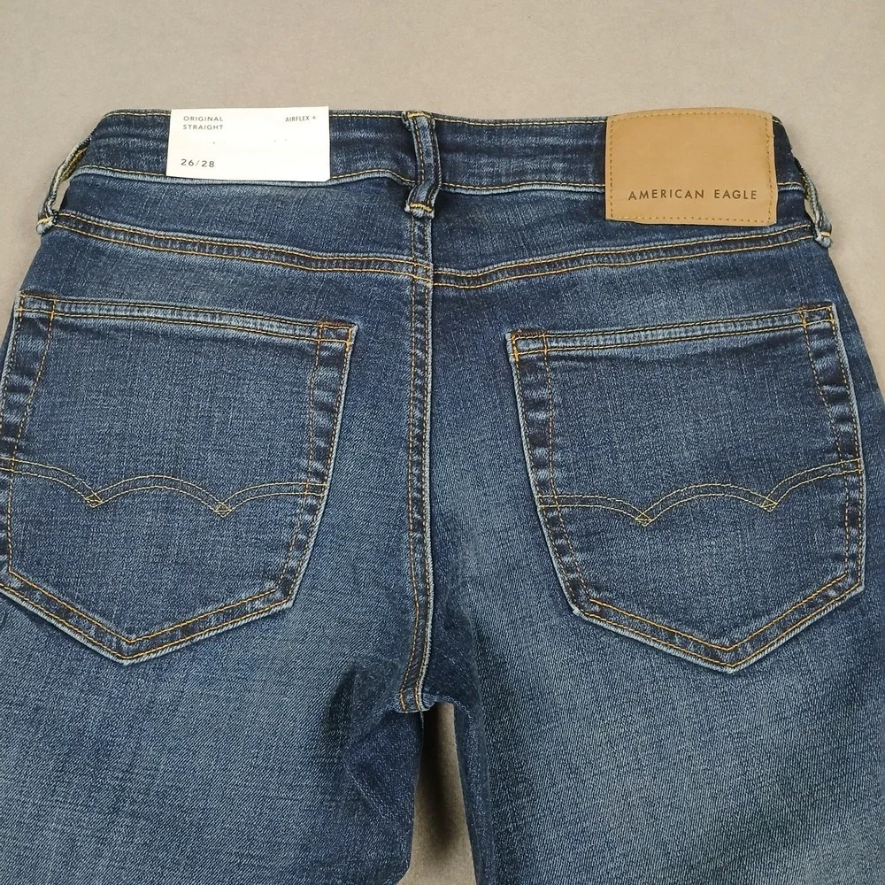 NWT American Eagle Jeans‎ Men's 26x28 Original Straight Dark Wash Airflex